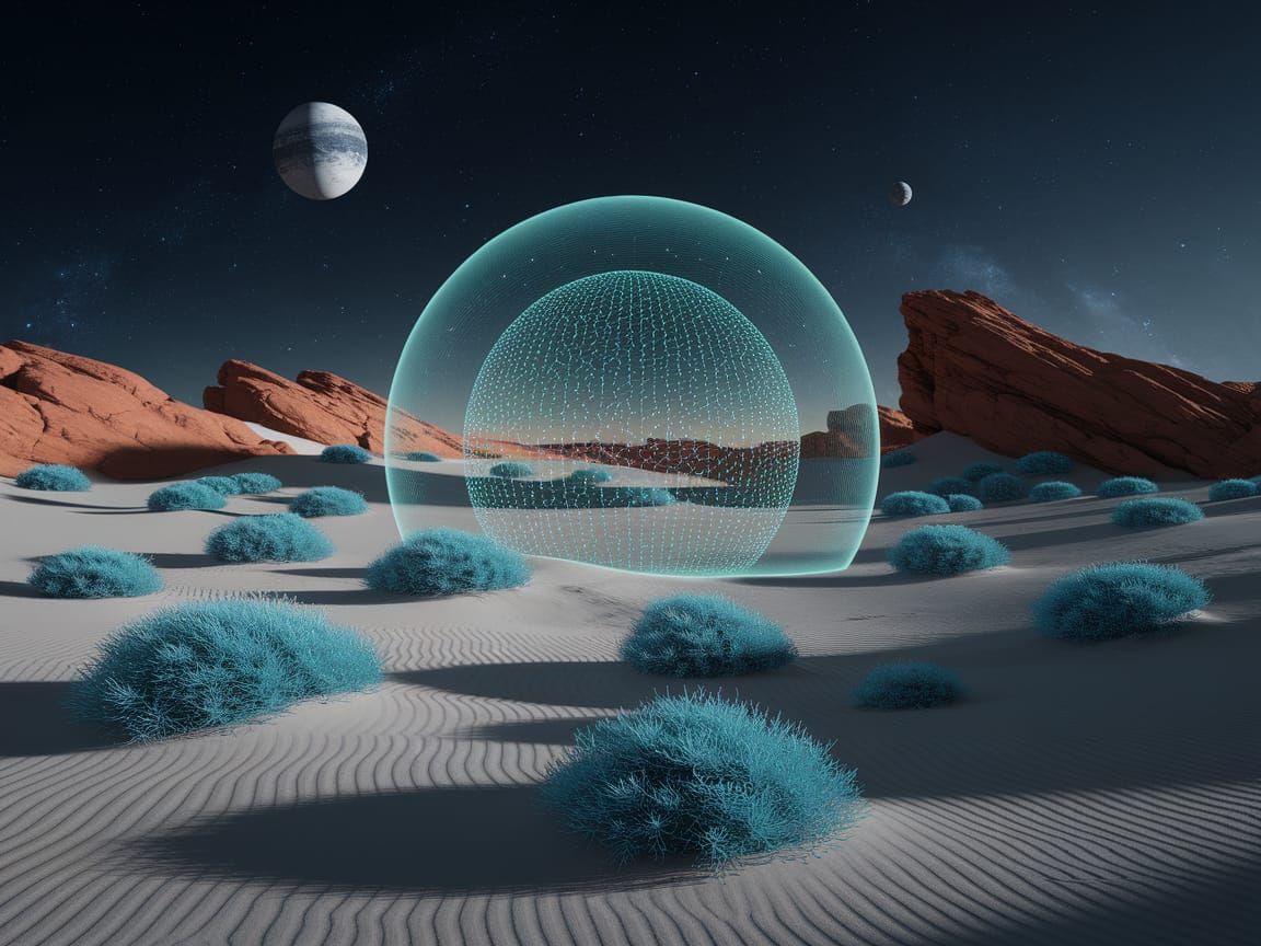 Alien World: Futuristic Bioluminescent Sphere in Cloisonné S...