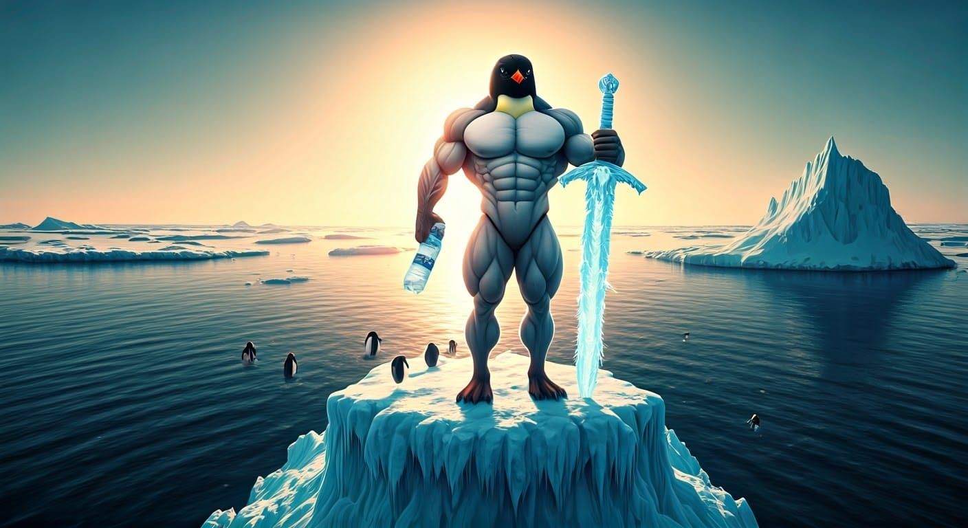 Penguin Demigod Fusion Warrior Leading Penguin Army