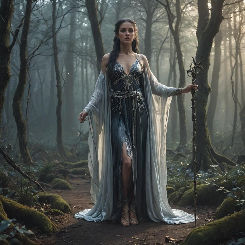 Greek Woman with Staff: Detailed Matte Painting