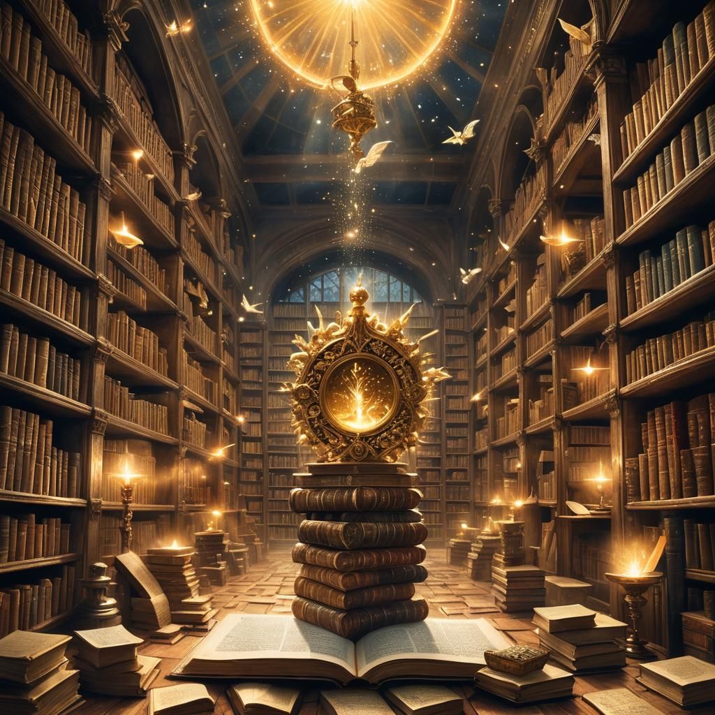 Magical Book in Library Concept Art