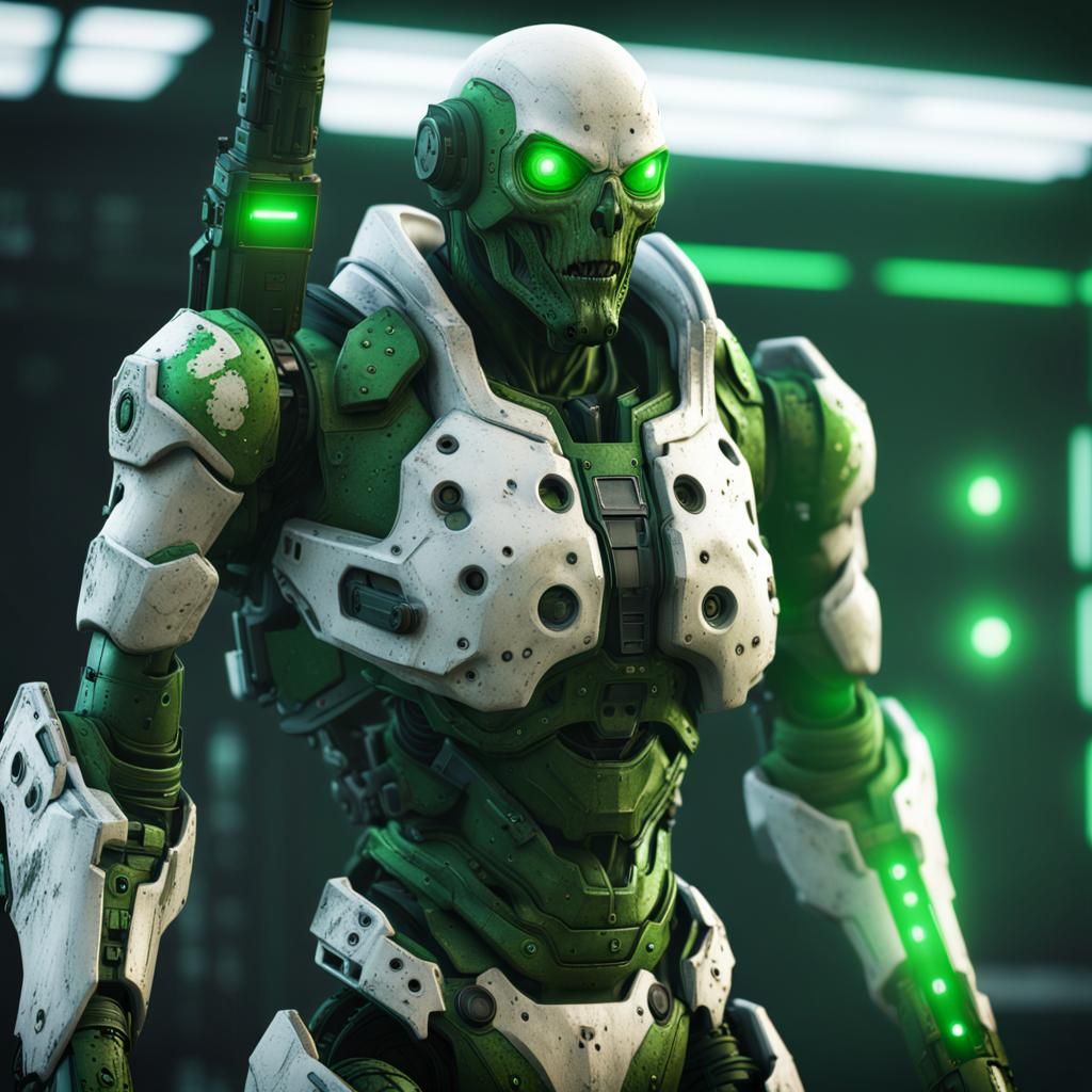 Diseased Humanoid in Decaying Sci-Fi Armor