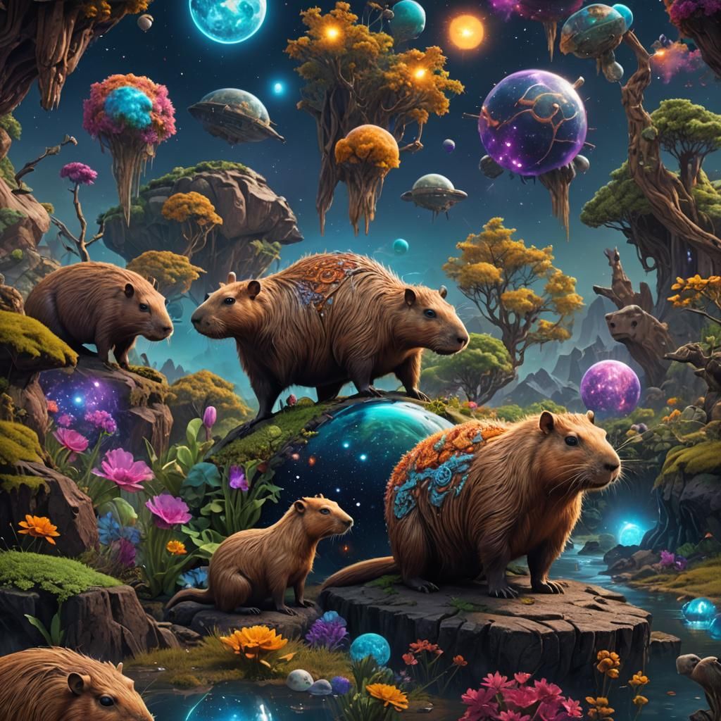 Cosmic Capybara Fantasy Concept Art