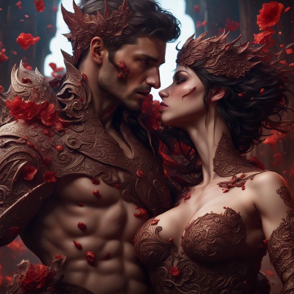 Passionate Kiss in Detailed Fantasy Art