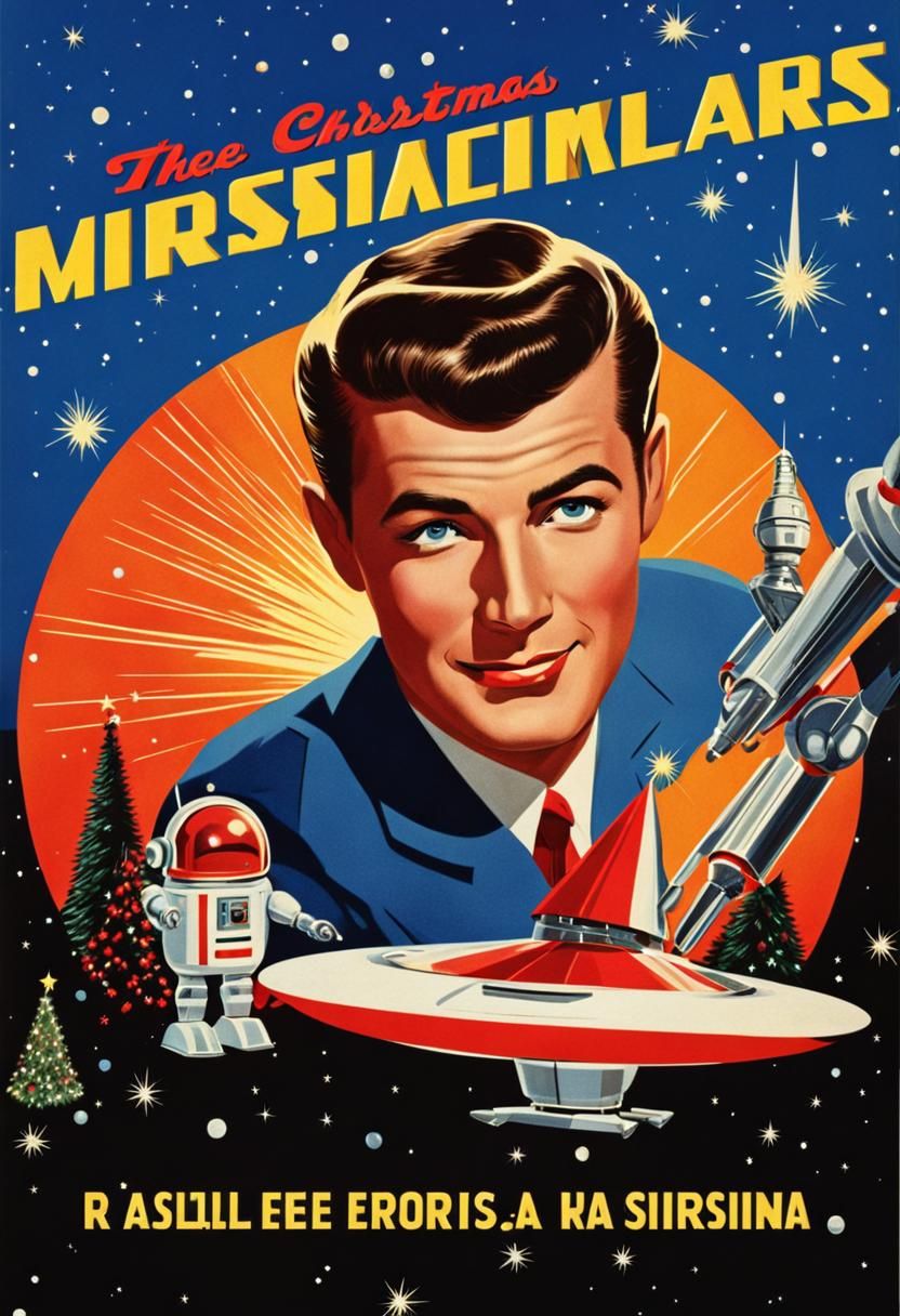 Mid-Century Space-Age Christmas Robot in 1950s Style