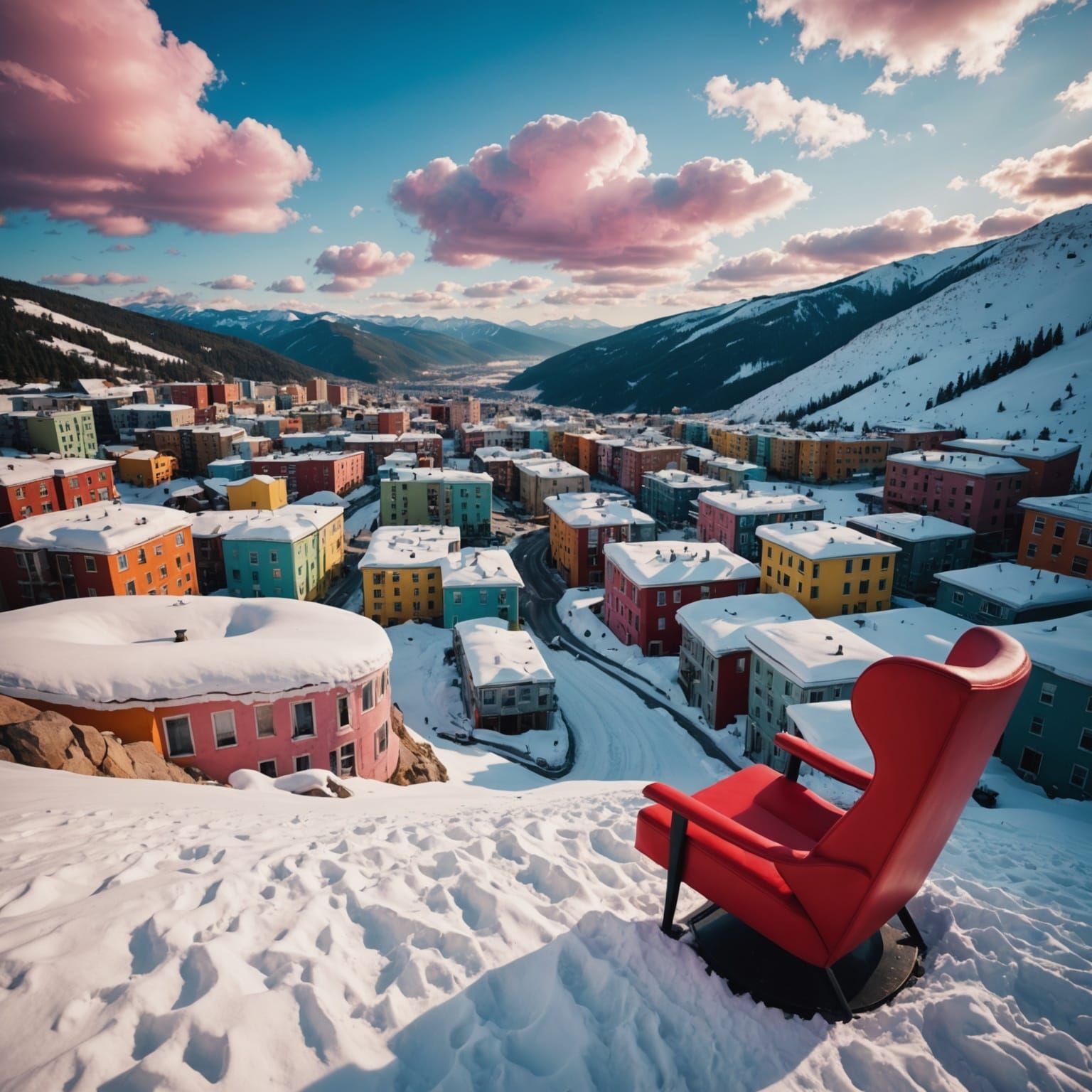 Fantastical Dreamworld Penthouse View in Swirling Colors