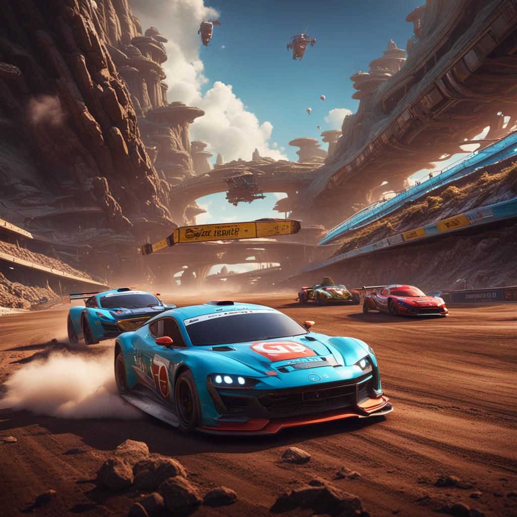 Futuristic Auto Racing on Alien Planet in 8k