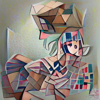 Cubist Anime Girl AI Art