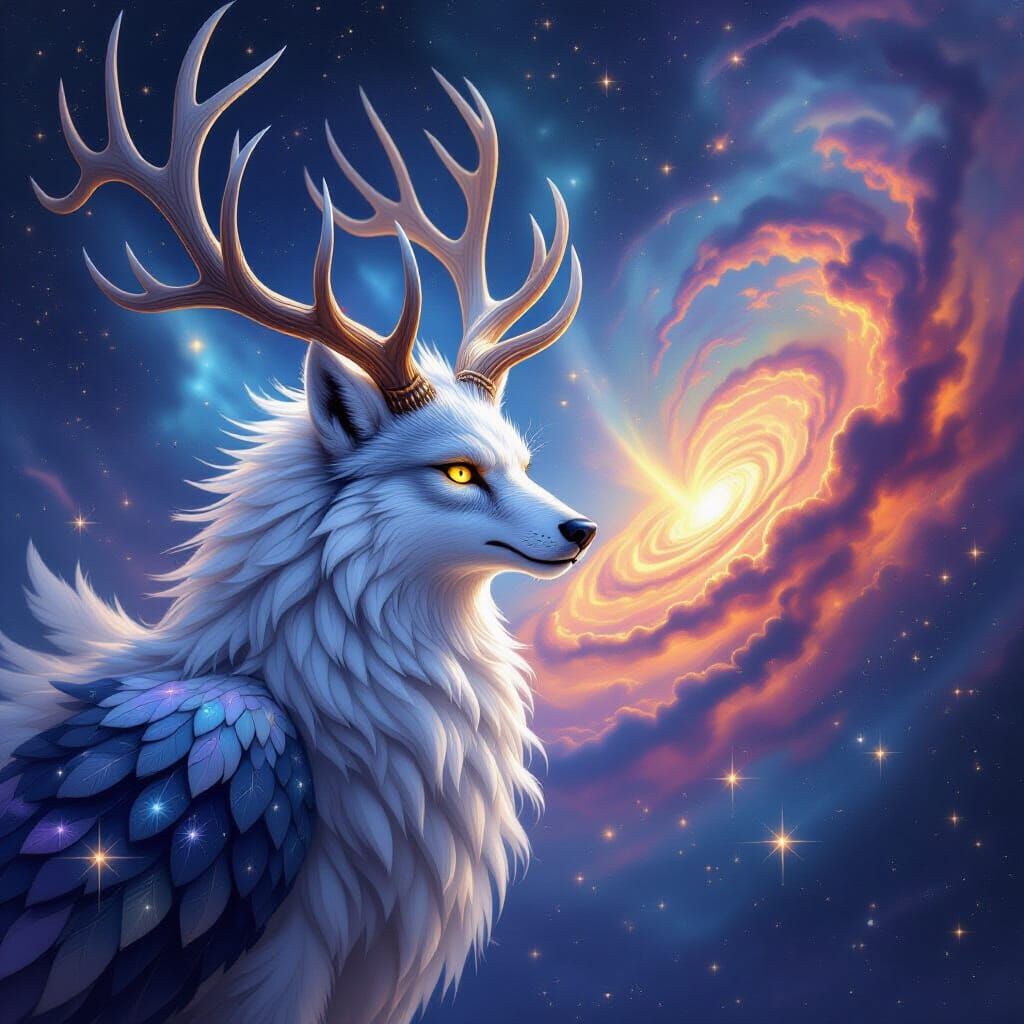 Celestial Hybrid Creature of Stardust and Constellations