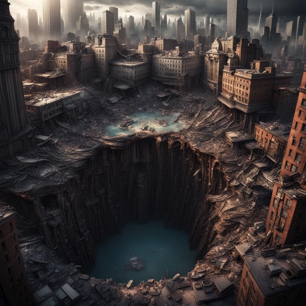 Epic City in Sinkhole: Digital Matte Painting