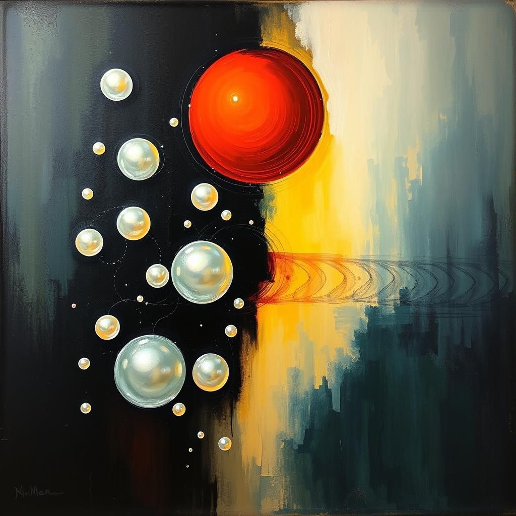 Dynamic Abstract Pearl Painting in Naive Style