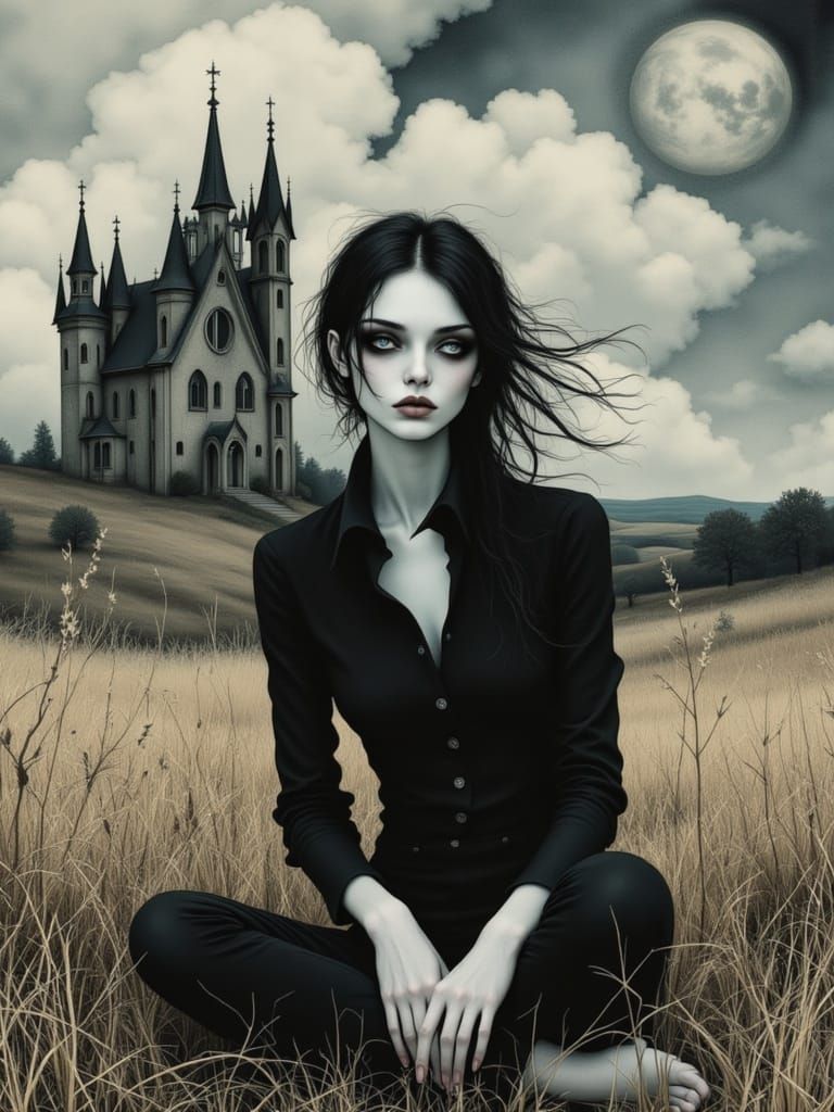 Gothic Elegance in Moody Surrealism