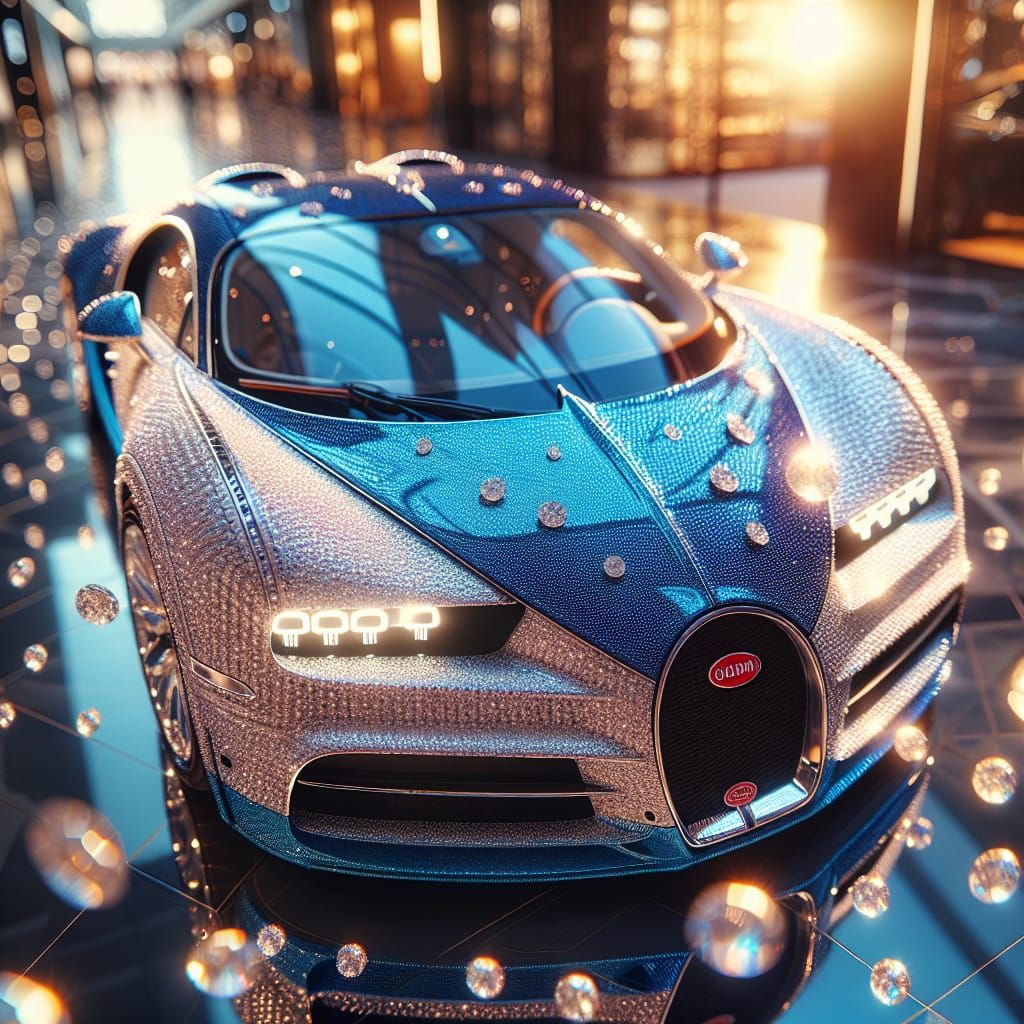 Diamond-Adorned Bugatti in Radiant Blue