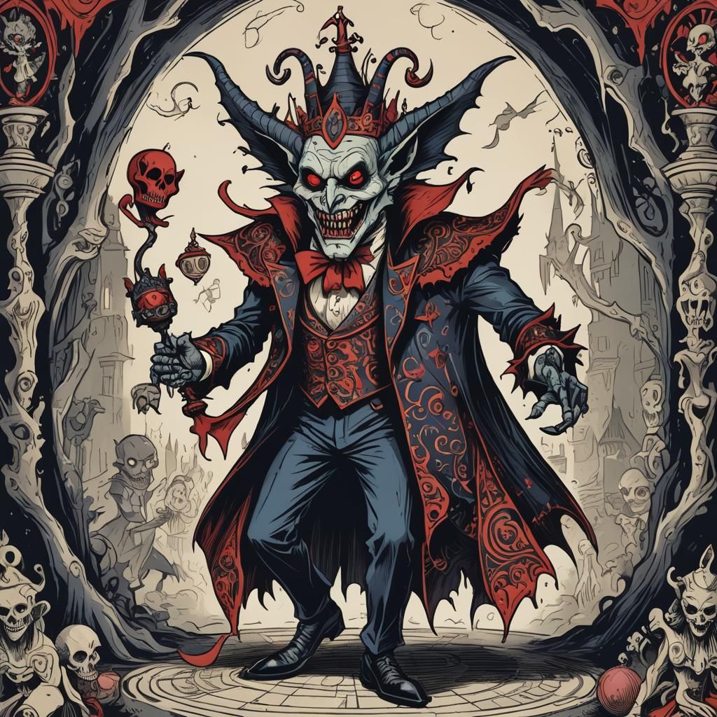 Monster Ball with Dancing Totem and Vampire-Jester