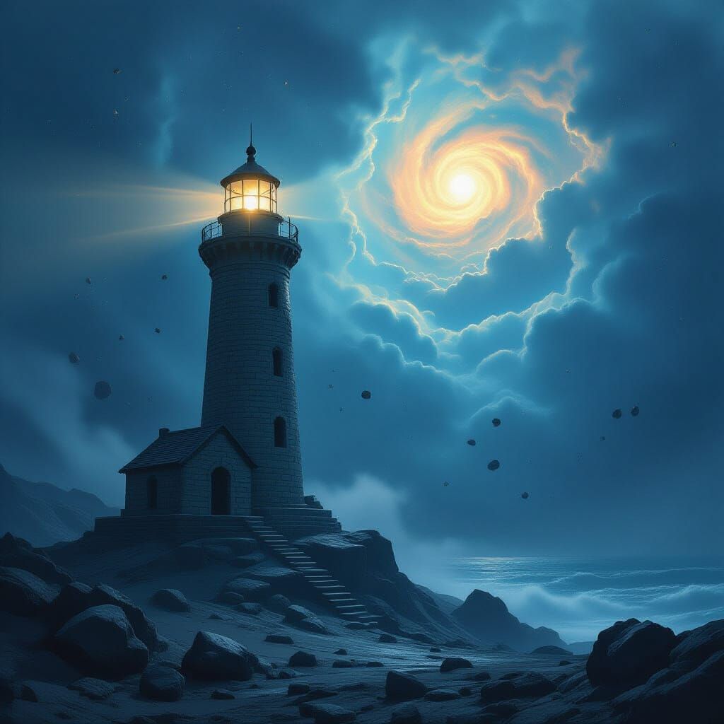 Ancient Lighthouse on Alien Planet Amid Cosmic Storms