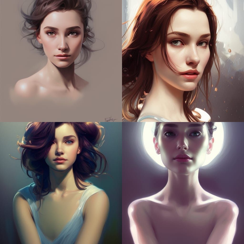 Detailed Portrait in the Style of Alphonse Mucha