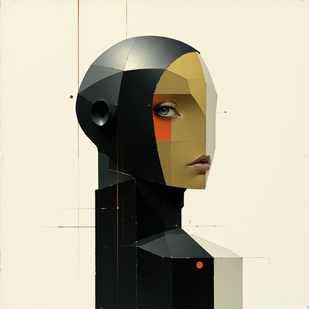 Surreal Figure with Golden Eye in Contemporary Style