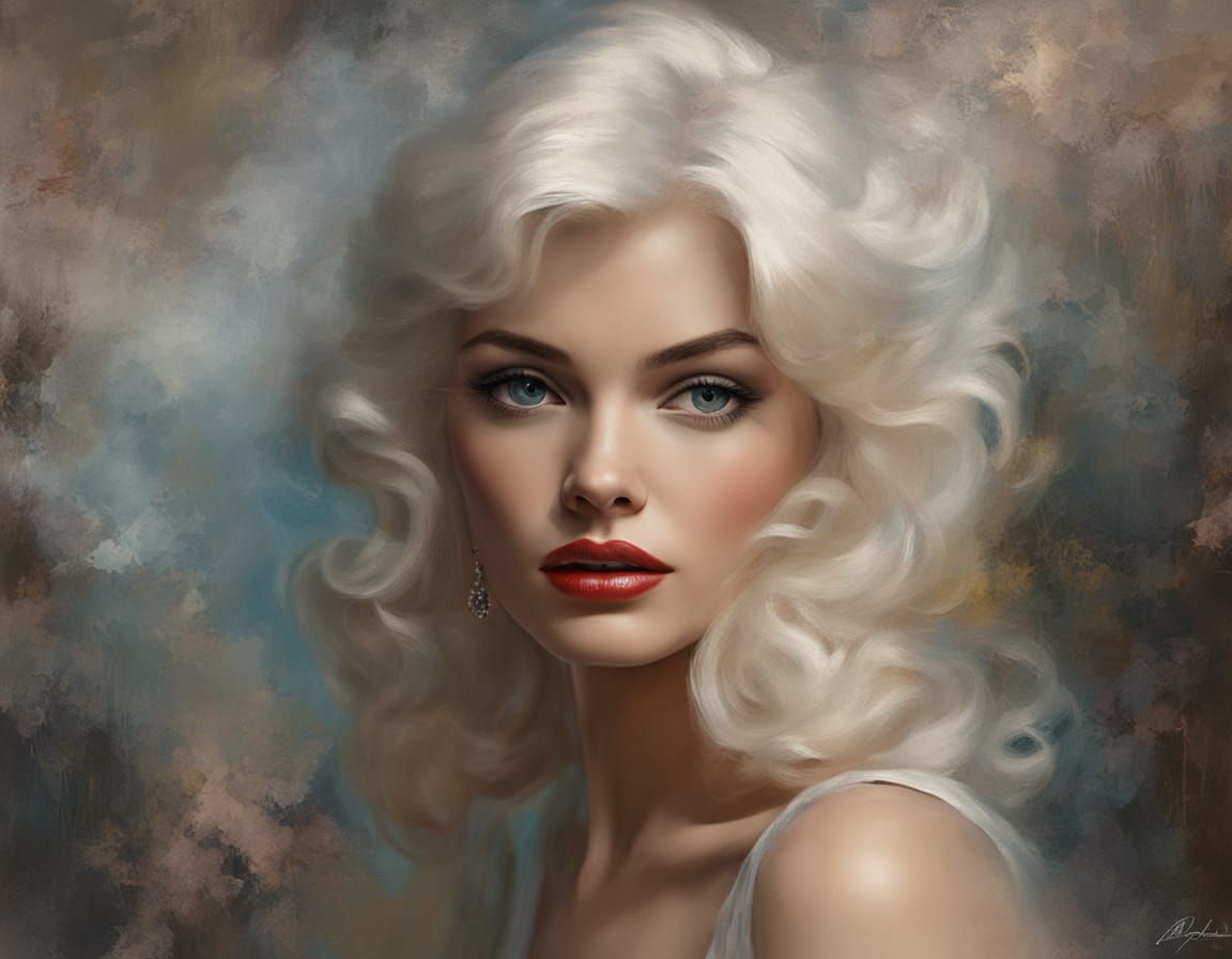 Jayne Mansfield Portrait in Impasto Style