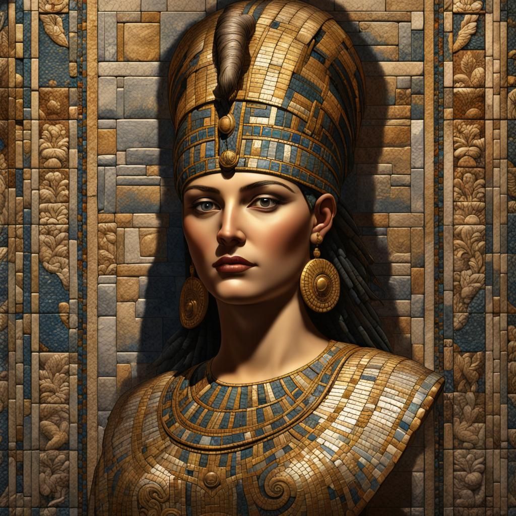 Queen Cleopatra Selene II Mosaic in Classical Style
