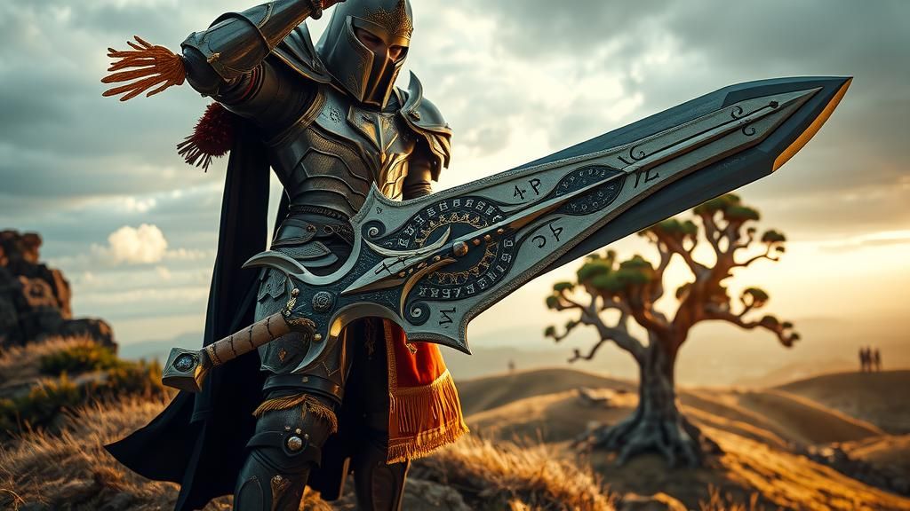 Armored Hero Gazes Upon Valley of Gold