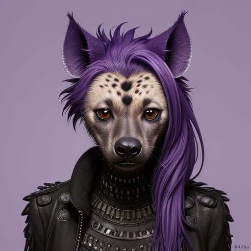 Anthropomorphic Purple She-Hyena Character