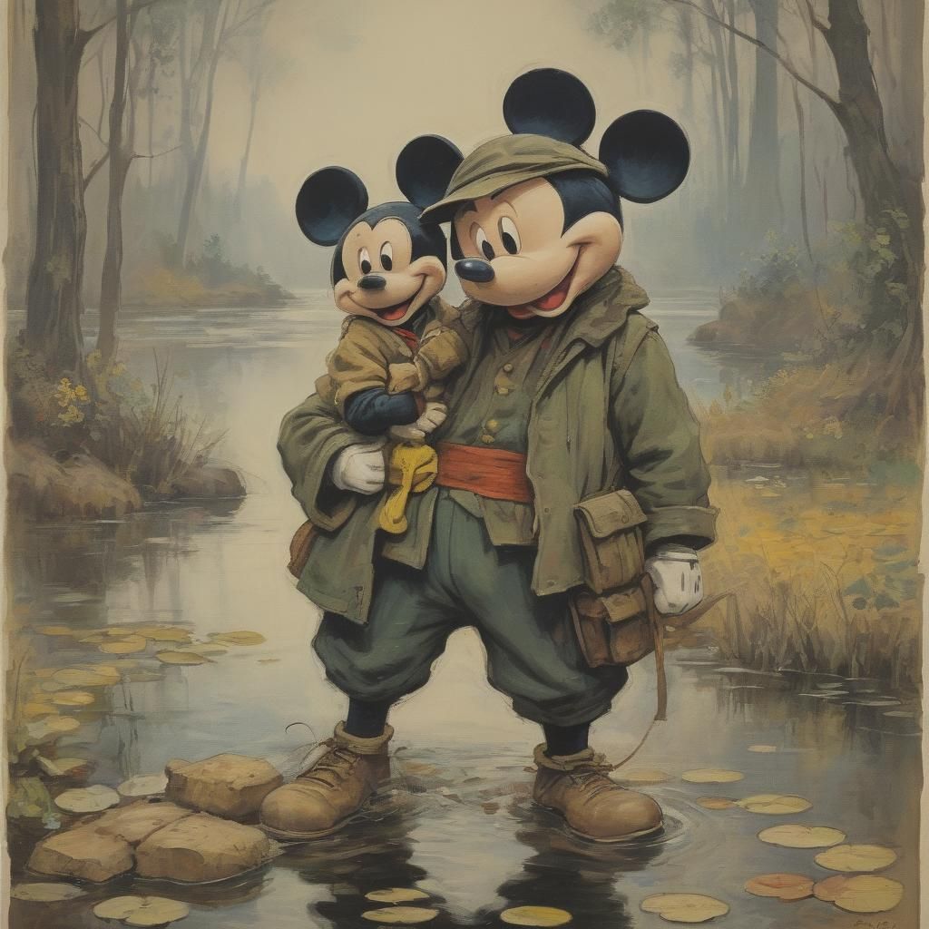 Mickey Mouse Rambo: Impressionist Movie Poster