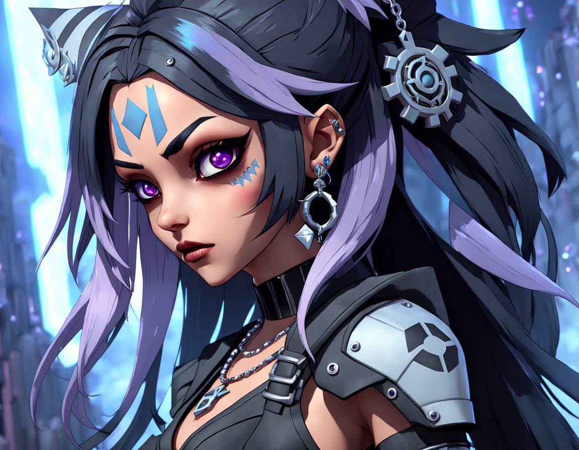 Ahsoka Tano in Cyberpunk Anime Style