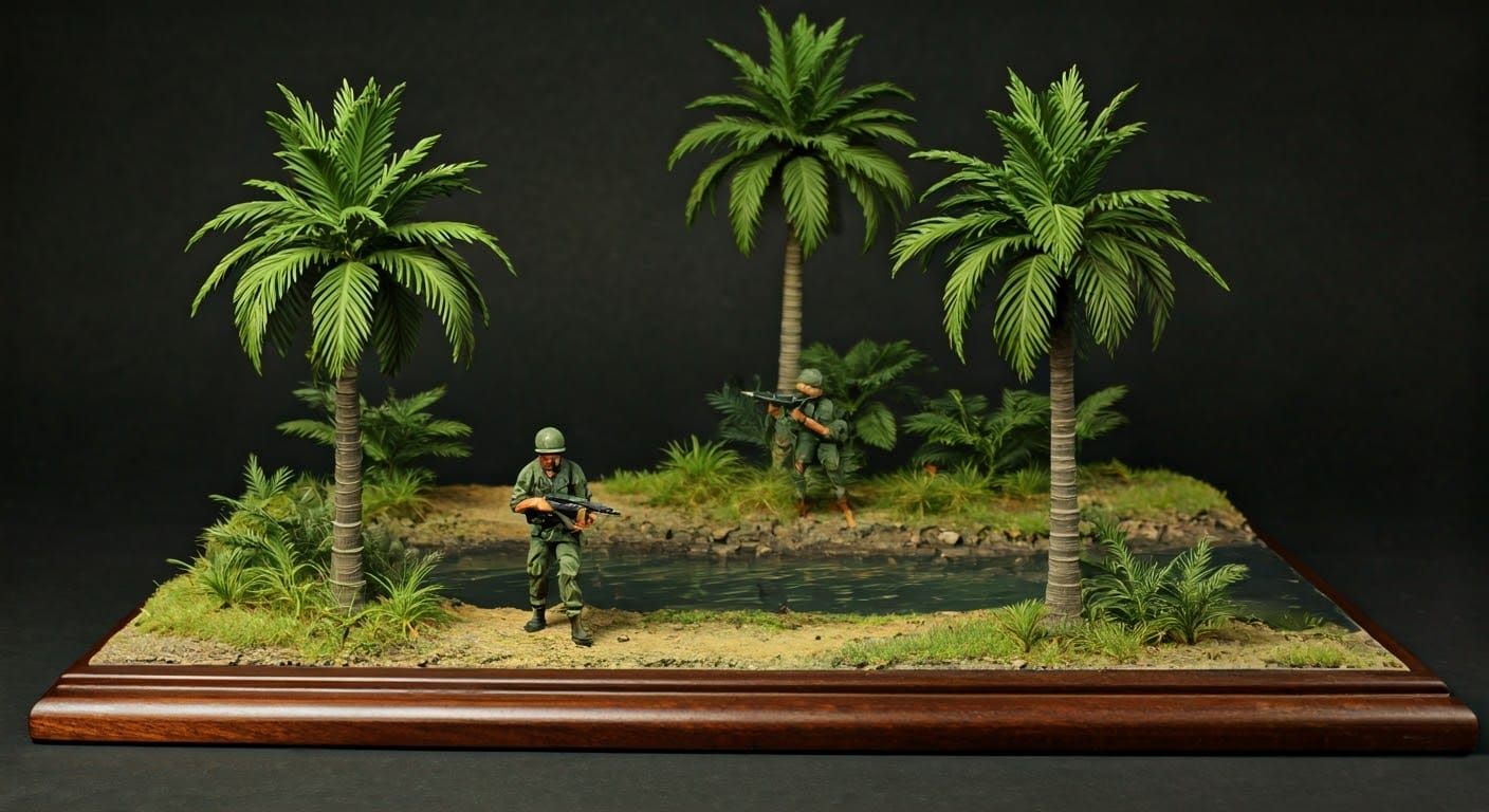 Vietnam War Diorama: Marines on Patrol in Jungle Ambush