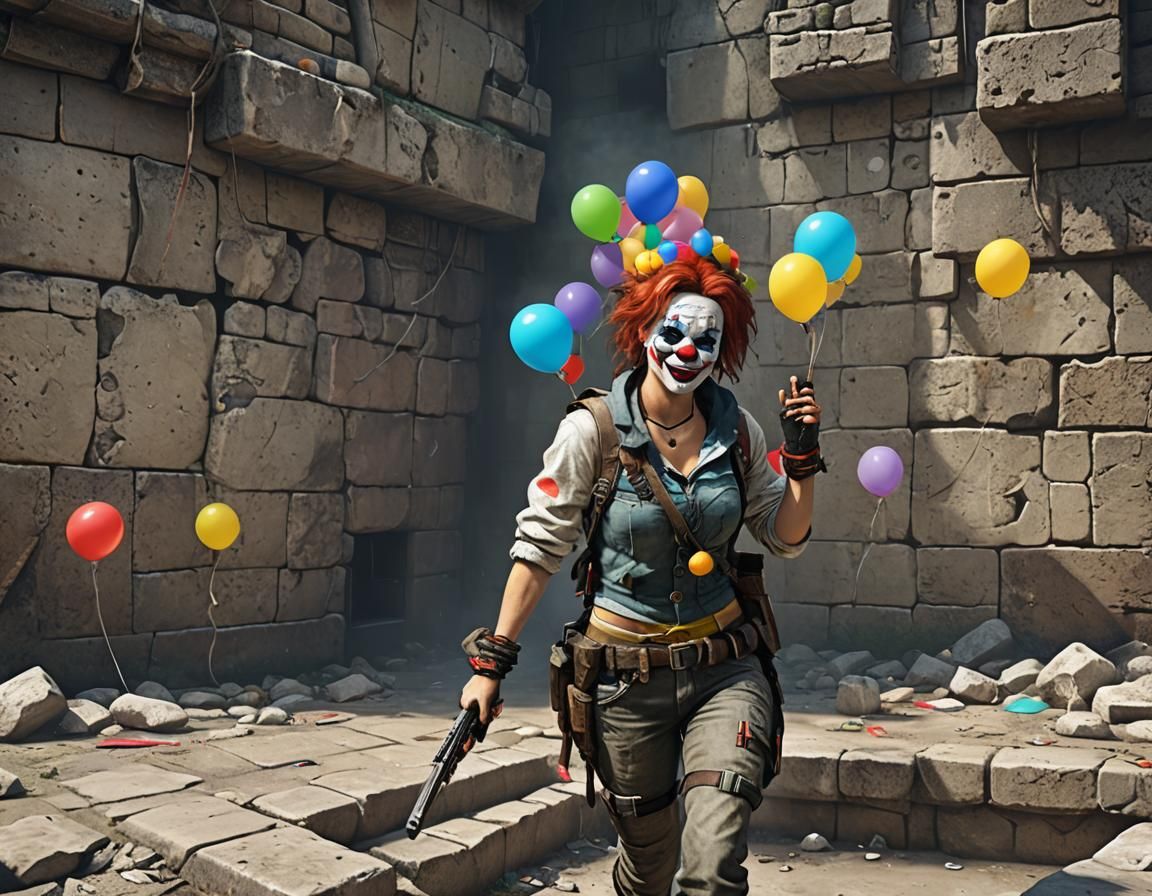 Tomb Raider as Birthday Clown in Party