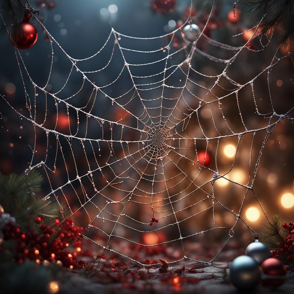 Beautiful Christmas Spiderweb: Detailed Fantasy Concept Art