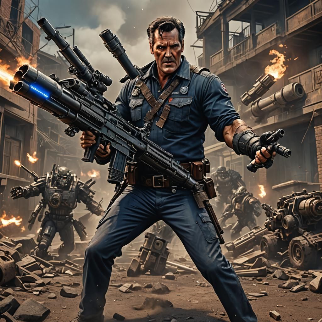 Bruce Campbell vs Scynet Terminator: Detailed Matte Painting