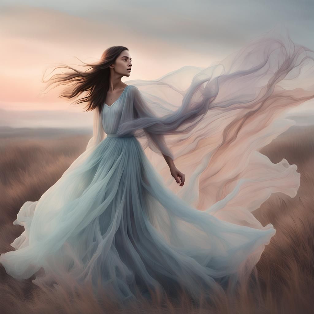 Ethereal Tulle Outfits in Wind, Splash Art