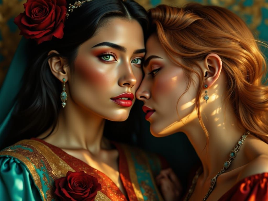 Intense Lover Portrait with Amber and Teal Palette