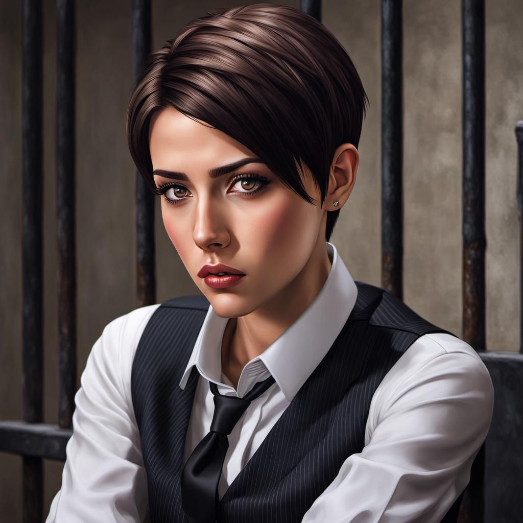 Attractive Woman in Prison Cell: Hyperrealistic Concept Art