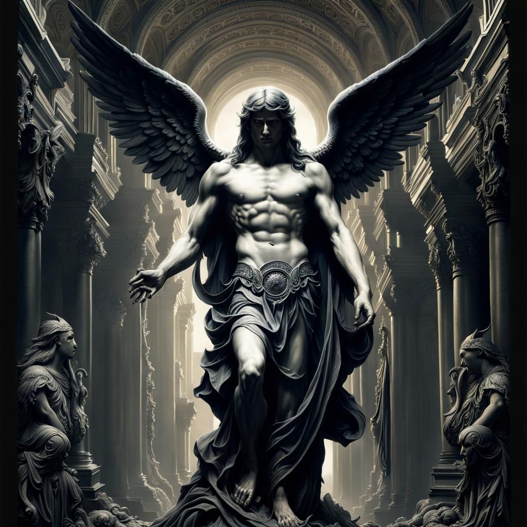 Fallen Angel in Stygian Surrealism