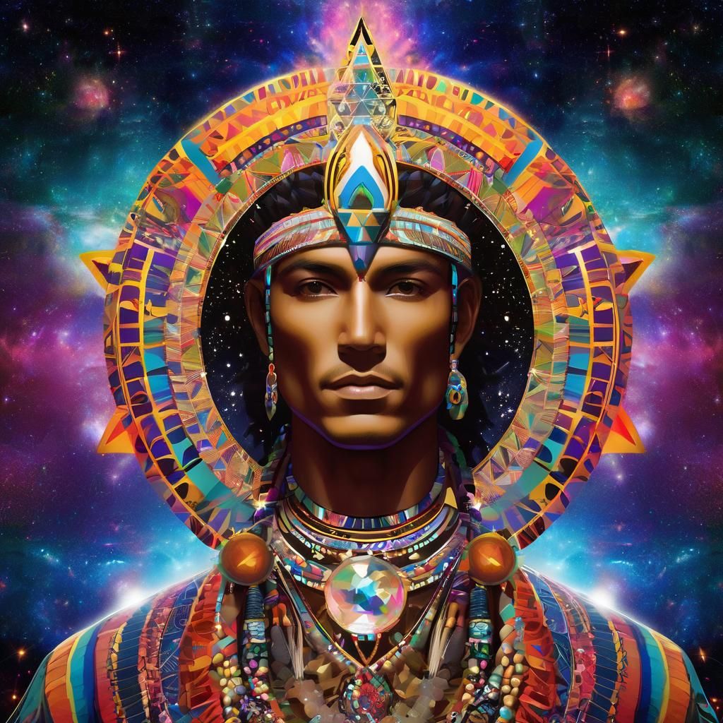 Squanto Portrait in Kaleidoscopic Cosmic Fantasy