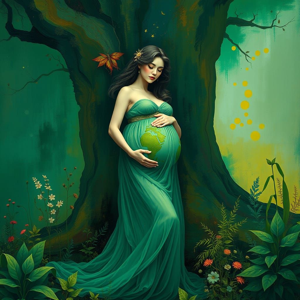 Goddess of Abundant Nature in Vibrant Dreamscape