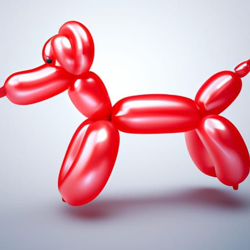 Iridescent Red Balloon Dog in 3D