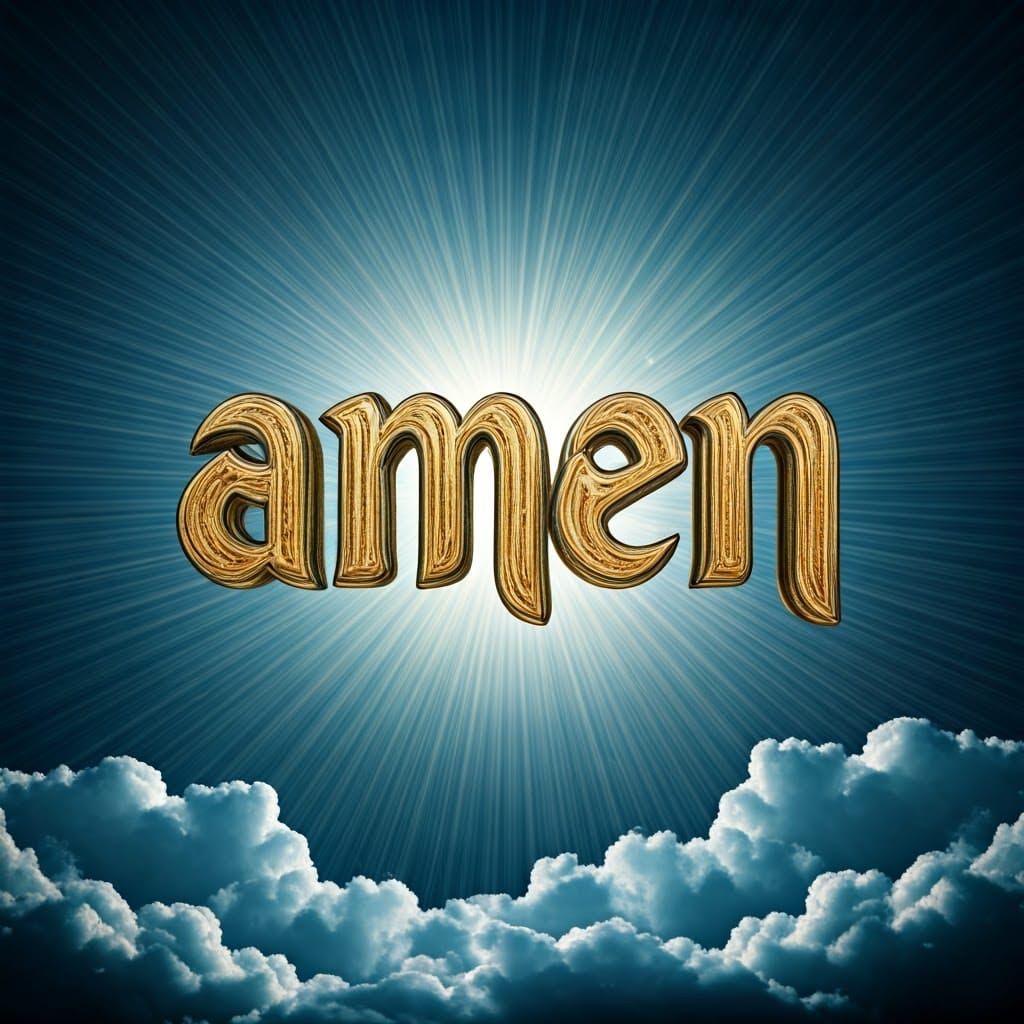 Ornate Typography of "Amen" in Radiant Font