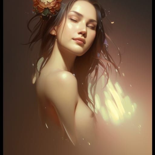 Happy Woman's Portrait in Hyperdetailed Style