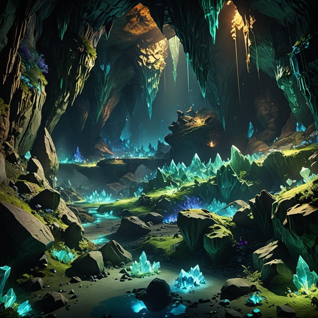 Luminous Cave Formations in the Underdark