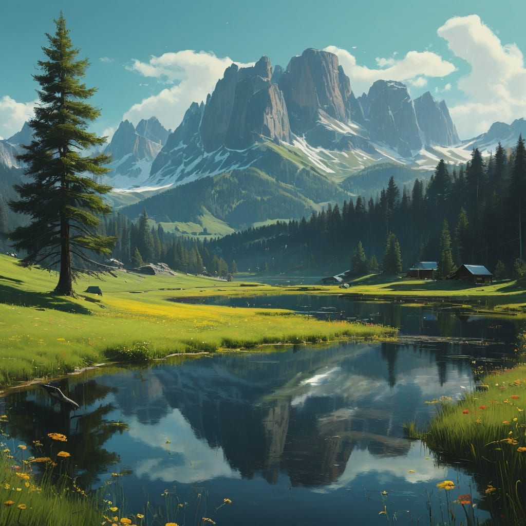 Romantic Dolomite Landscape with Majestic Seiseralm