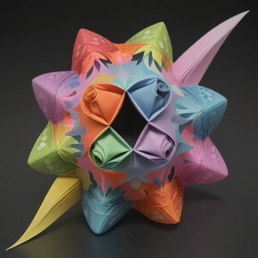 Colorful 3D Origami Amoeba Model in 8K