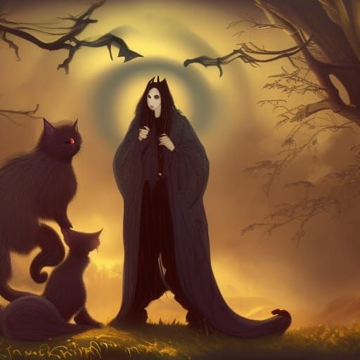 Vampire Lord with Kitties: Dark Fantasy Concept Art