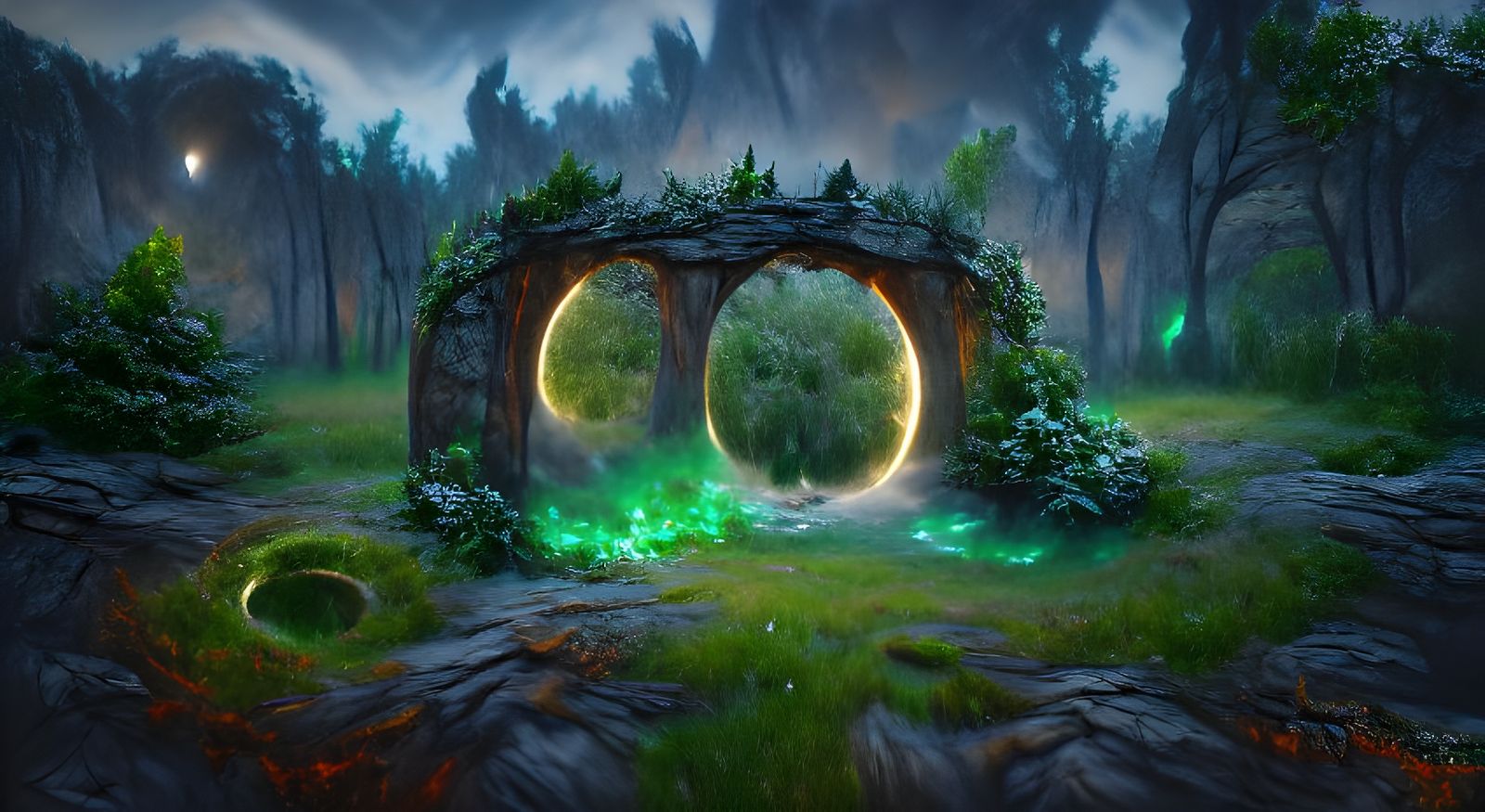 Mystical Moonglade Portal for Druids in Forest