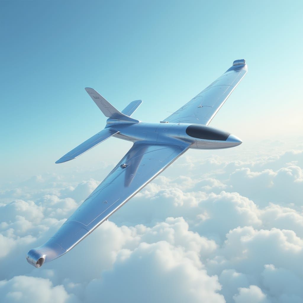 Sleek Futuristic Glider Soars Through Blue Skies