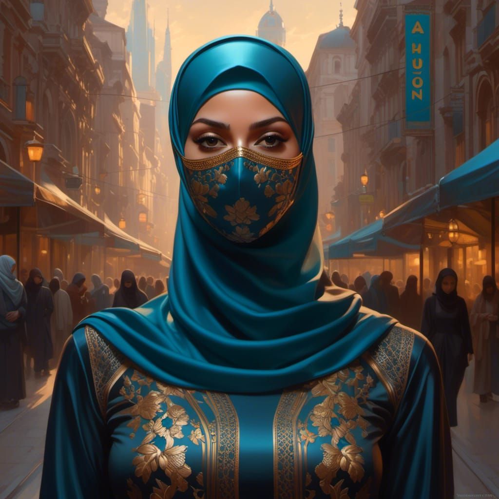 Masked Woman Portrait in Hyperdetailed Digital Art Style