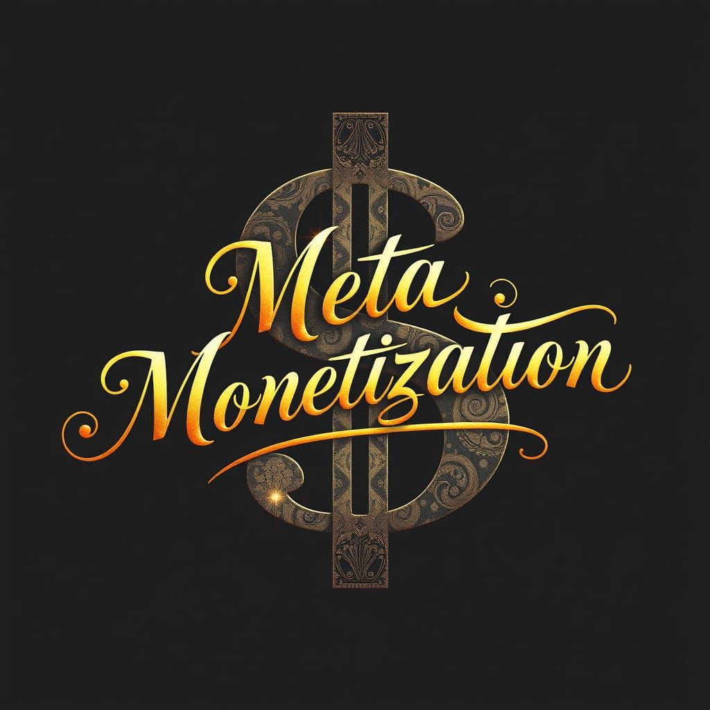 Luxurious Dollar Symbol in Golden Script with Intricate Patt...