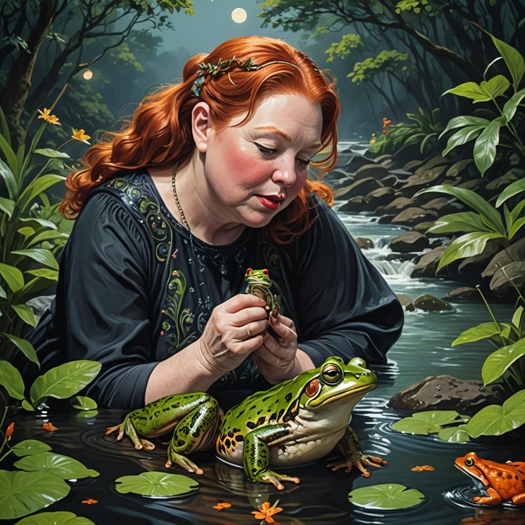 Redhead Lady's Midnight Kiss: Graffiti Art