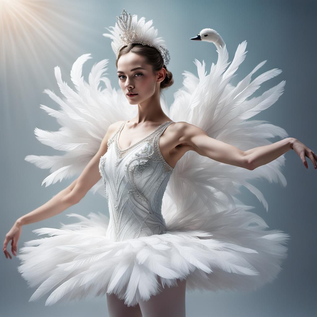 Swan Lake Ballet Dancer Portrait, Digital Art