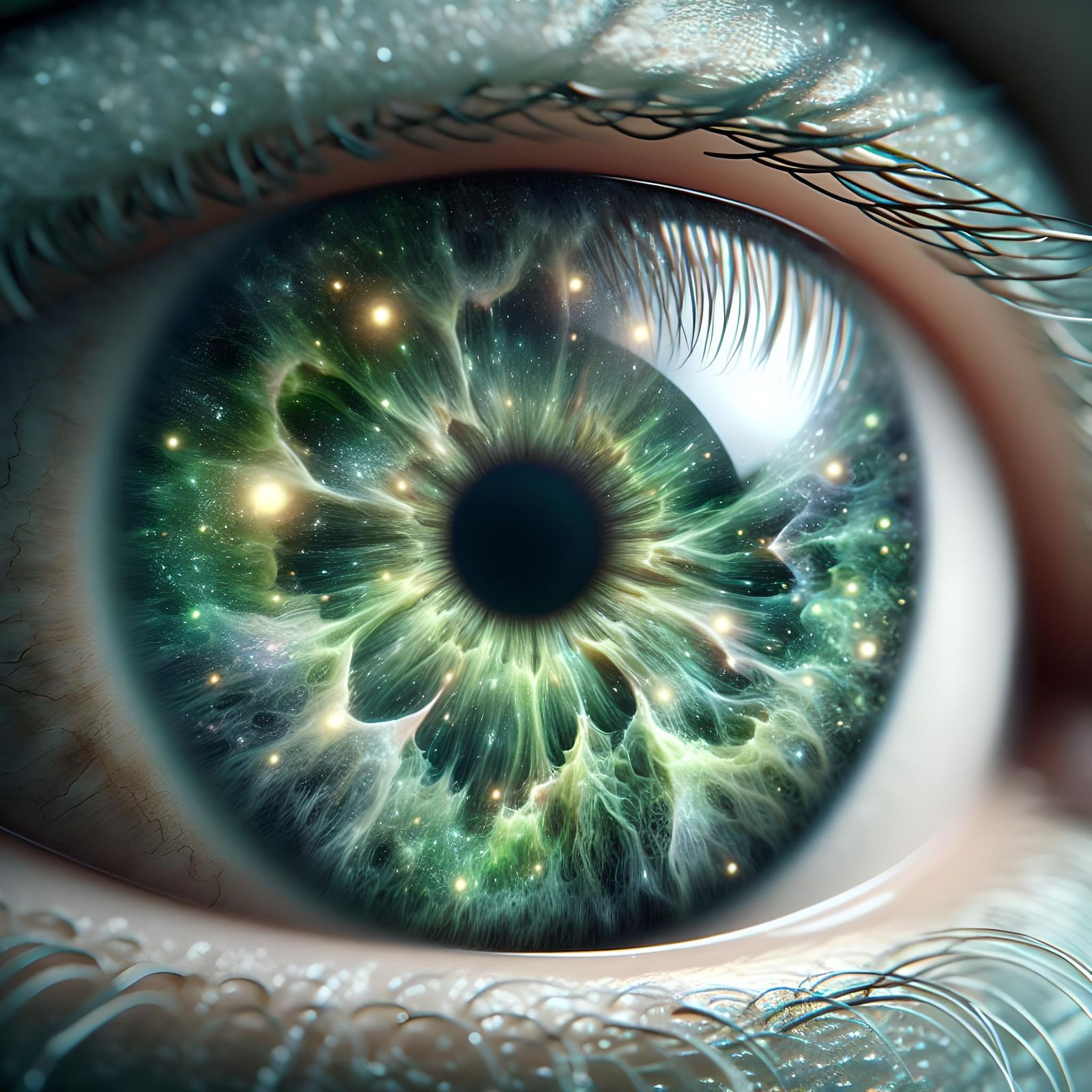 Superhero Eye Reveals Galaxy, Macro Digital Art